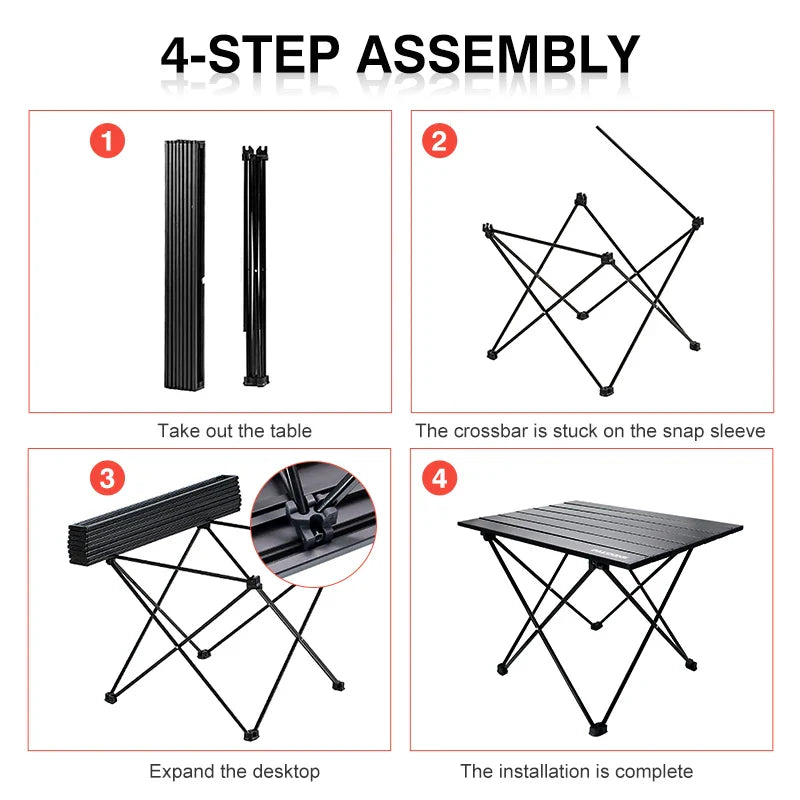 PACOONE Portable Camping Table – Ultralight, Foldable Aluminium Desk for Hiking, BBQ & Picnic