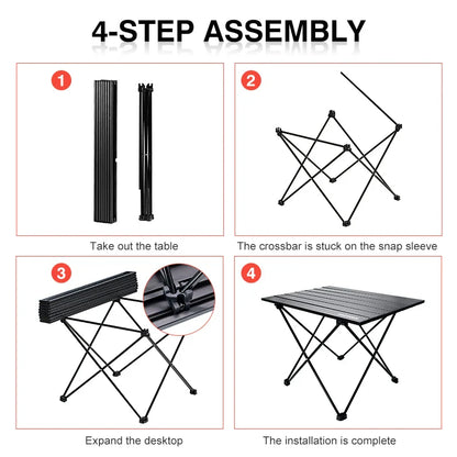 PACOONE Portable Camping Table – Ultralight, Foldable Aluminium Desk for Hiking, BBQ & Picnic
