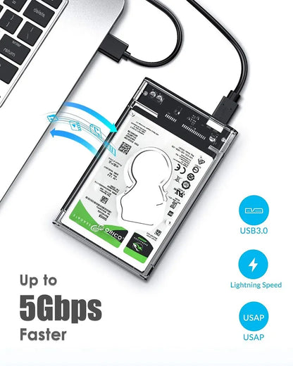 USB 3.0 to SATA III Hard Disk Case: 2.5 Inch HDD SSD Shell External Enclosure - Portable Hard Drive Box for Enhanced Storage and Protection