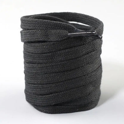 Cotton Flat Shoelaces for Sneakers — Classic Canvas Shoe Laces for Women & Men, 1 Pair, White/Black/Beige