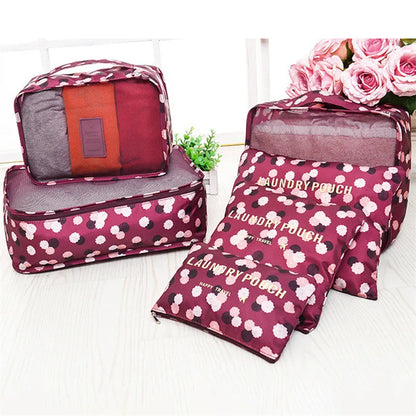 6PCS Travel Storage Bag Set – Clothes Organizer, Wardrobe Pouches & Packing Cubes for Suitcases