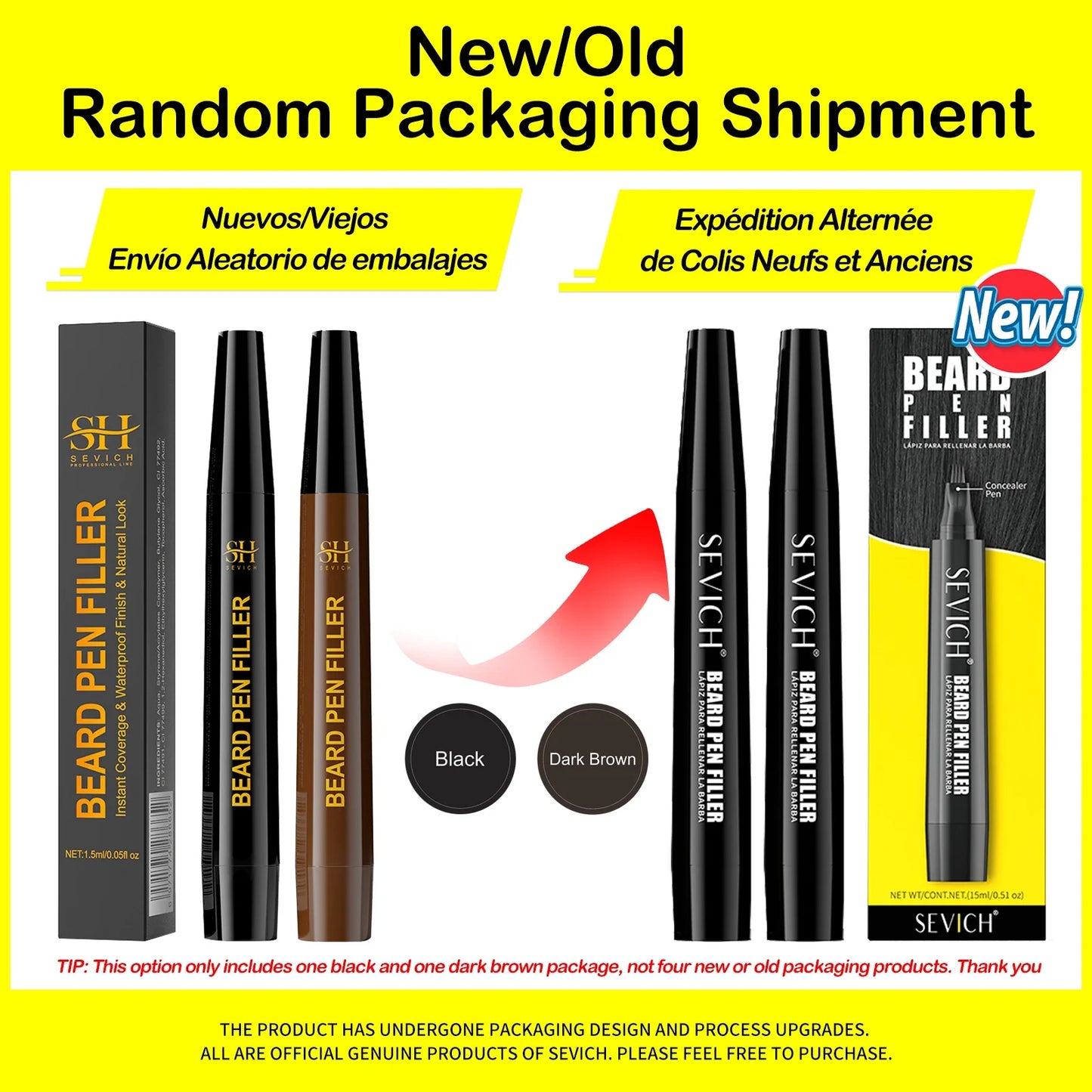 Waterproof Beard Filler Pen - Black Moustache & Beard Coloring Enhancer for Fuller-Looking Facial Hair