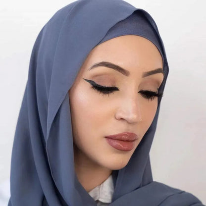 Chiffon Hijab Two-Piece Set: Matching Undercap & Scarf - Women's Shawls & Scarves