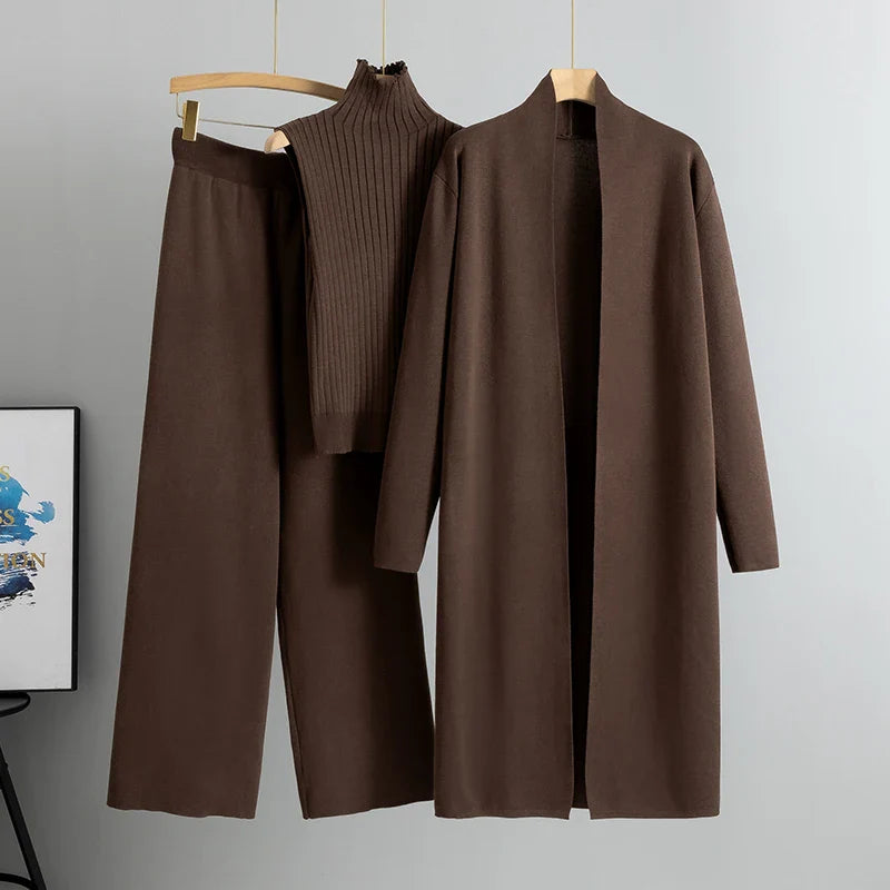 Women’s 3-Piece Tracksuit Set – Solid Tank Top, Pants & Coat, Fashionable Casual Outfit for Women