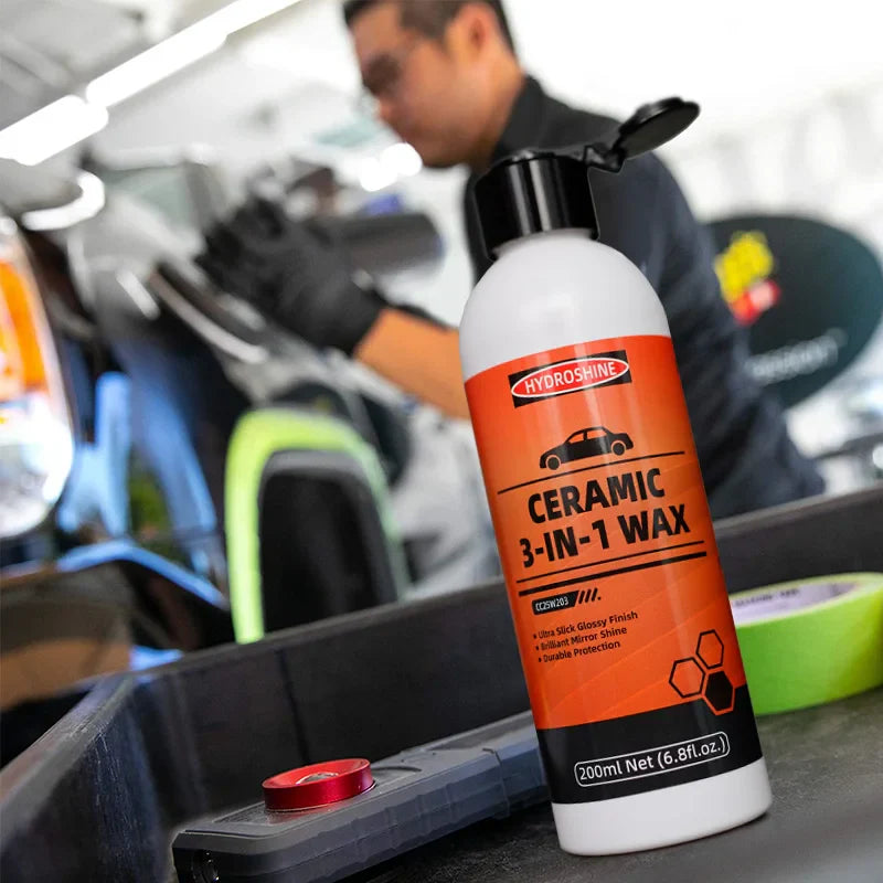 Hydroshine 3-in-1 Ceramic Wax – Remove Swirl Marks, Scratches, Rust & Oxidation, Paint Care & Polishing with Carnauba Protection