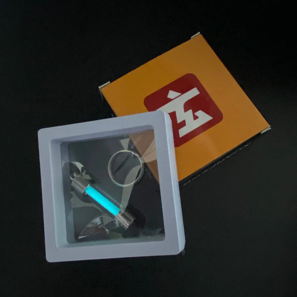 Outdoor Luminous Tube Pendant Keychain – Stainless Steel Glow-in-the-Dark EDC Signal Light Accessory