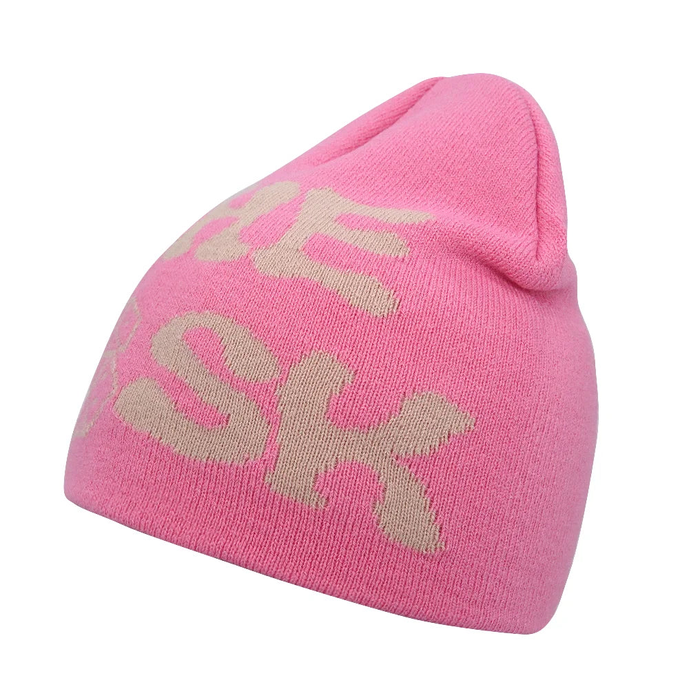 Y2K Letter Knitted Beanie Cap – Unisex Winter Autumn Warm Ski Skullcap, Hip Hop Streetwear Ear Cover Hat for Men & Women