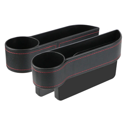 Car Seat Gap Organizer – Leather Auto Crevice Storage Box with Cup & Phone Holder, USB Option
