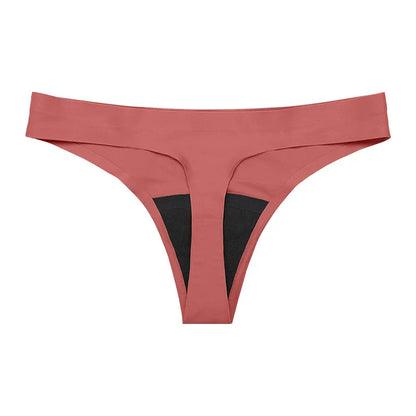 New Design Seamless Low Waist Leak-Proof Menstrual Thong Panties – 4 Layer Washable, Light Flow Period Underwear for Women