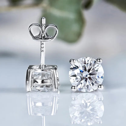 Real Moissanite Diamond Stud Earrings 0.1–3CT – S925 Silver, Platinum Plated Wedding & Bridal Jewelry, GRA Certified