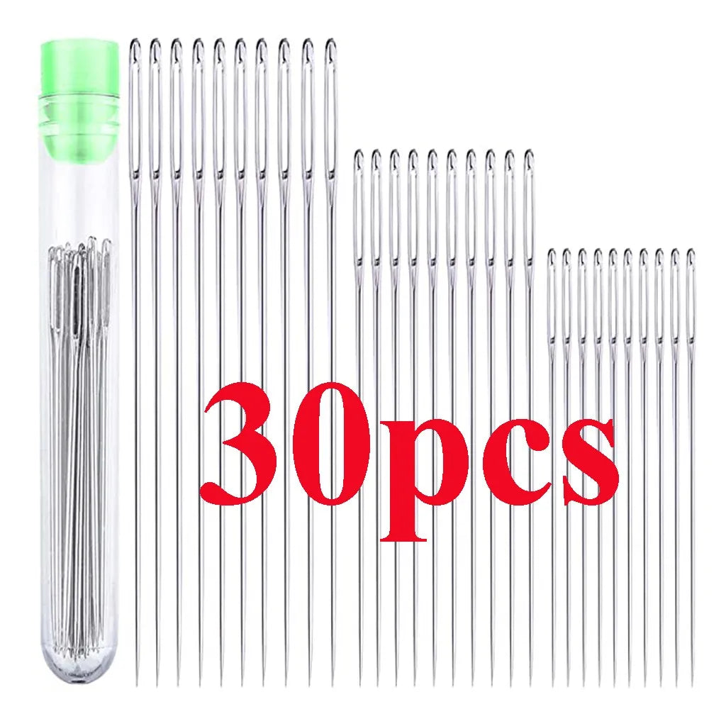 30Pcs Large Eye Sewing Needles Set (5 Sizes) for Cross Stitch, Leather & Embroidery Handmade Craft Threading Sewing Accessories
