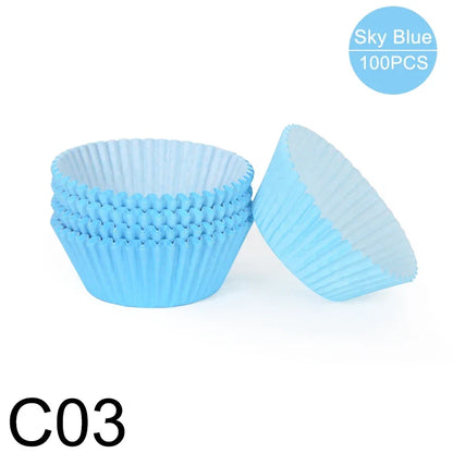 100pcs Oilproof Muffin Cupcake Liners – Solid Color Baking Paper Cups for Cakes, Birthday Party & Decorating Baking Tray Accessories
