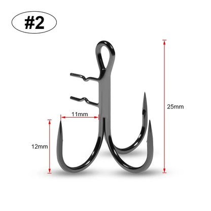 Rosewood Treble Fishing Hook with Holder - Extra Sharp Barbed Triple Hooks for Soft Swimbaits & Rubber Baits