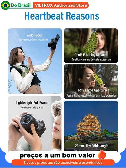 Viltrox AF 20mm F2.8 Full Frame Lens – Ultra Wide-Angle Fisheye for Sony E ZVE10, A7, A7II, A7III, Nikon Z30, Z50