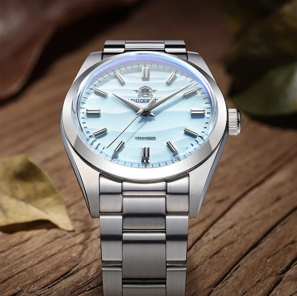 ADDIESDIVE AD2030 Men’s Quartz Watch — 36MM Simple Steel Dive Wristwatch, 10Bar Waterproof, Bubble Mirror Glass Sports Timepiece