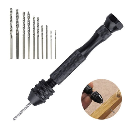 Mini Aluminum Hand Drill with Keyless Chuck – HSS Steel Twist Drill Bit for Woodworking & Manual Drilling