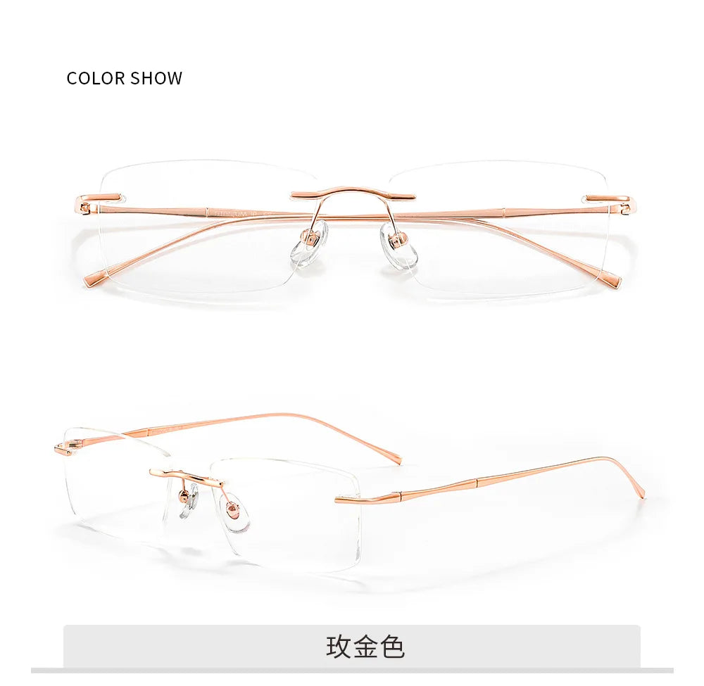 Ultra-Light Pure Titanium Rimless Glasses Frame – Anti-Blue Light Optical Frames for Men, Custom Prescription Eyeglasses