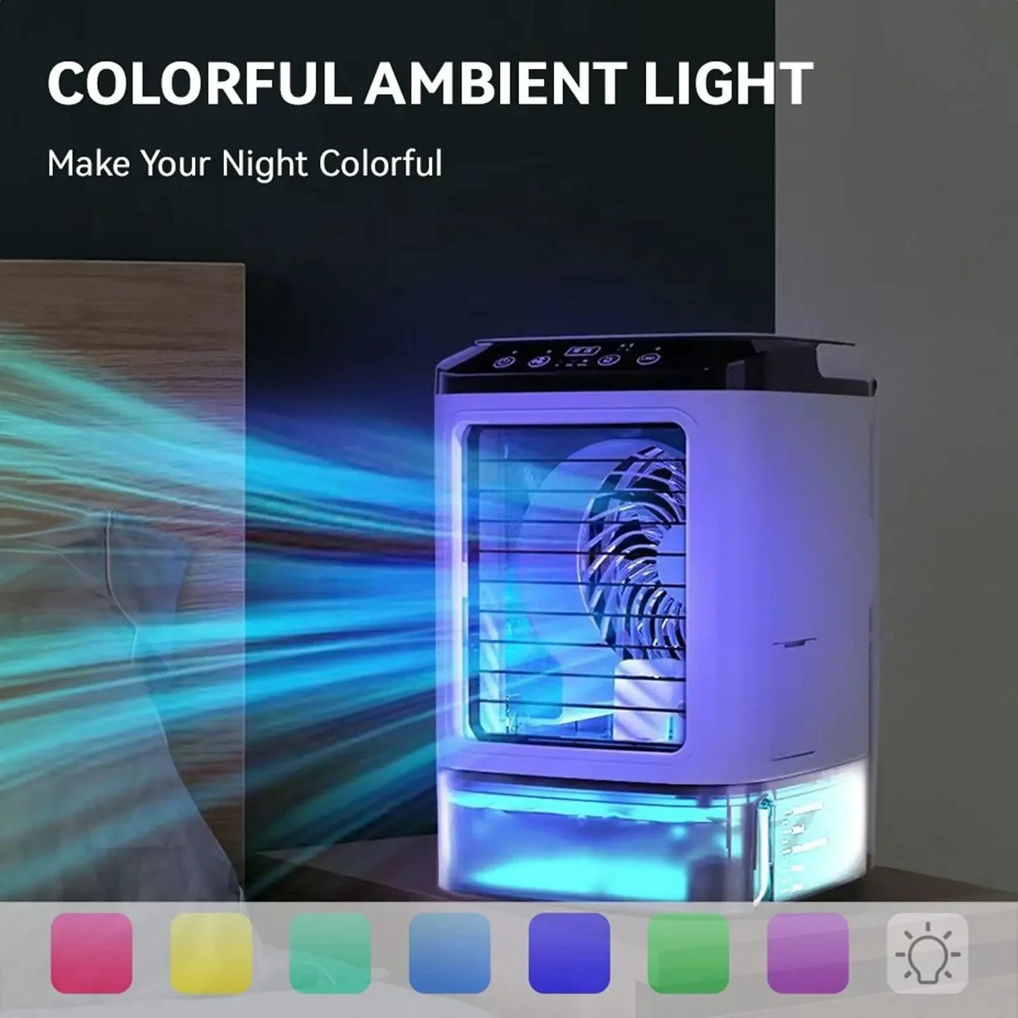 Portable Mini Air Conditioner – 3-Speed Small AC Unit with 900ML Water Tank, Electric Fan and Humidifier for Bedroom & Office