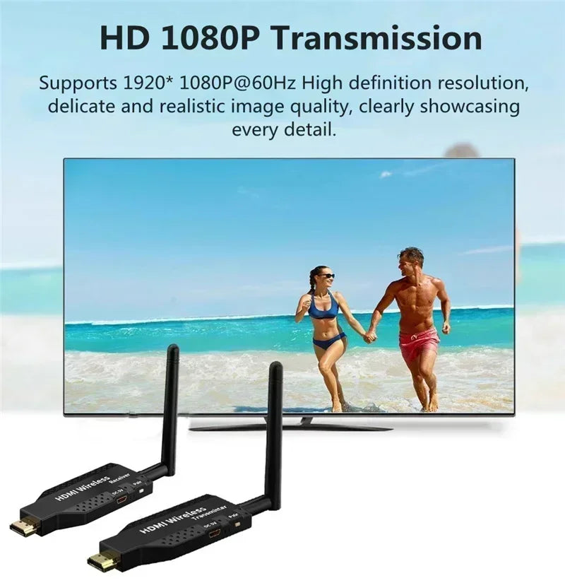 1080P 50M 5G Wireless HDMI Transmitter & Receiver – Audio Video Extender for PC, Camera to TV/Projector