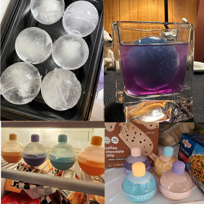 Premium Food Grade Silicone Ice Ball Mold Set - Candy-Colored Spheres for Whiskey & Cocktails | 2024 Edition