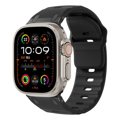 Sport Silicone & Stainless Steel Strap for Apple Watch — Fits Ultra 2 & Series 10/9/8/7/SE (44–49mm)