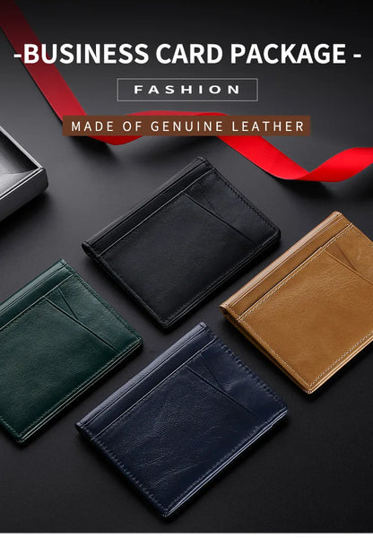 YUECIMIE Super Slim Leather Wallet – Genuine Mini Credit Card Holder, Thin Soft Purse for Men