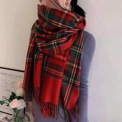 Women's Scottish Tartan Scarf - Warm Plaid Soft Long Wrap Shawl, Perfect Christmas or Valentine's Day Gift for Girlfriend, Wife, or Mom