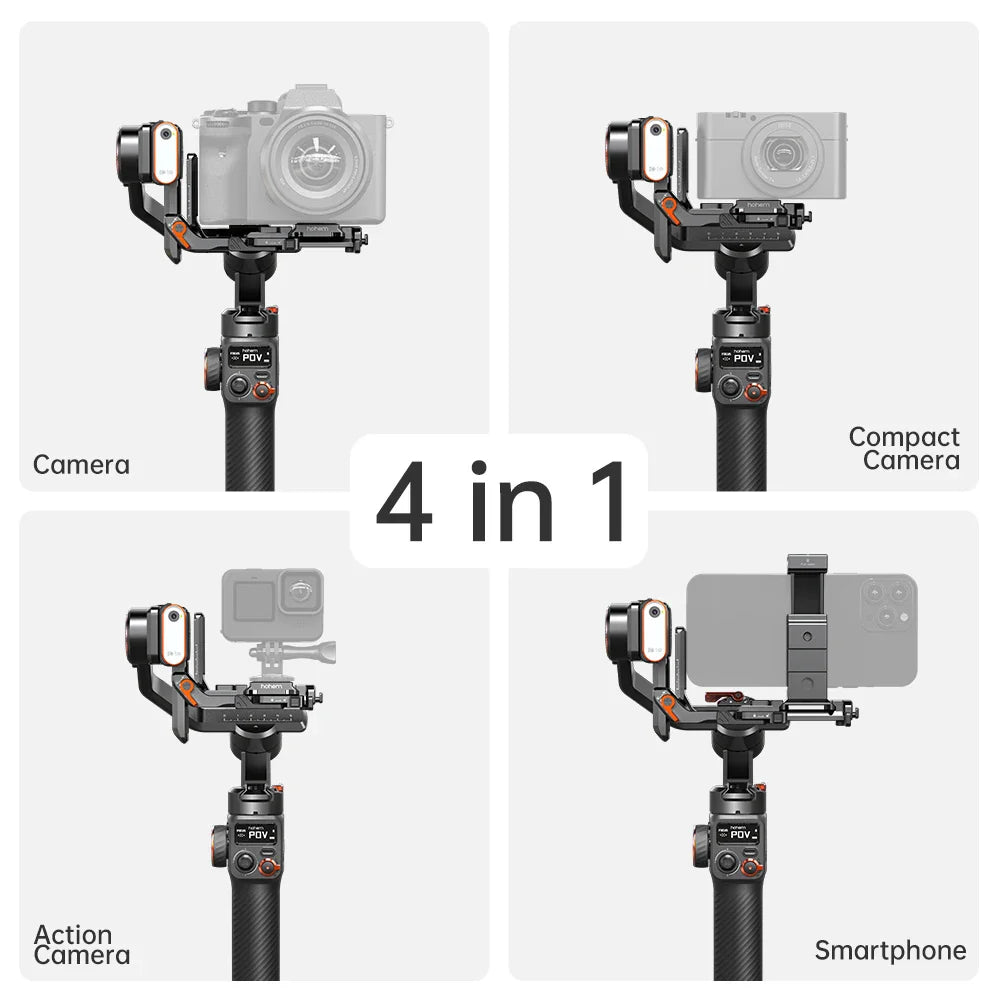 Hohem MT2 Kit 3-Axis Gimbal Stabilizer – Mirrorless Camera Gimbal for Sony/Canon/Nikon/Fujifilm/Panasonic with AI Tracker