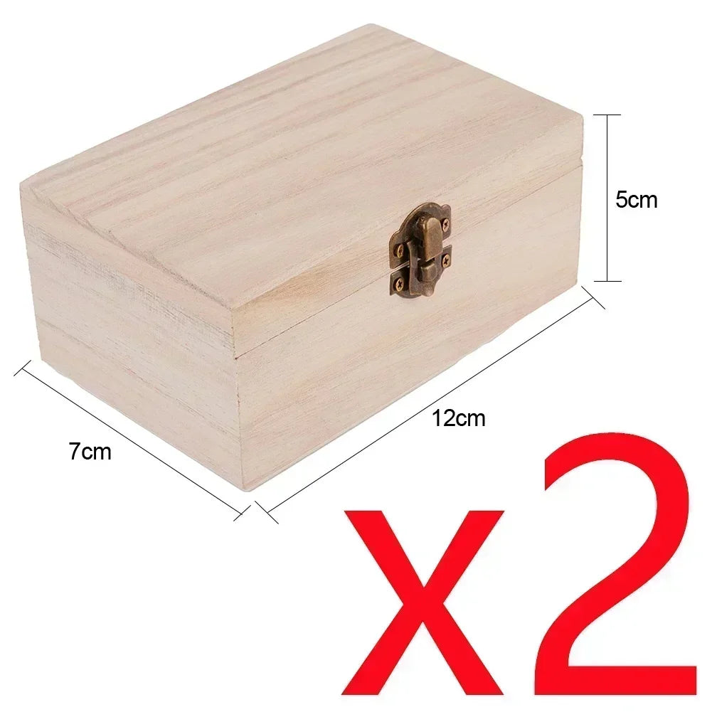 Wooden Jewelry Storage Box with Lid — Square Hinged Craft Box for DIY, Home Decor, and Mother's Day Gift