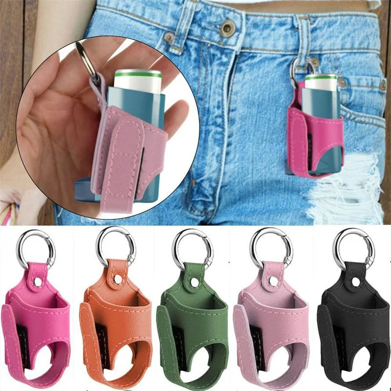 PU Storage Bag with Holster — Antibacterial Spray & Night Asthma Inhaler Holder for Children and Adults