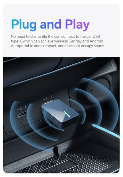2025 2 in 1 Wireless CarPlay & Android Auto Adapter – Plug & Play USB for Mazda, Haval, Kia, Volvo, Audi, VW
