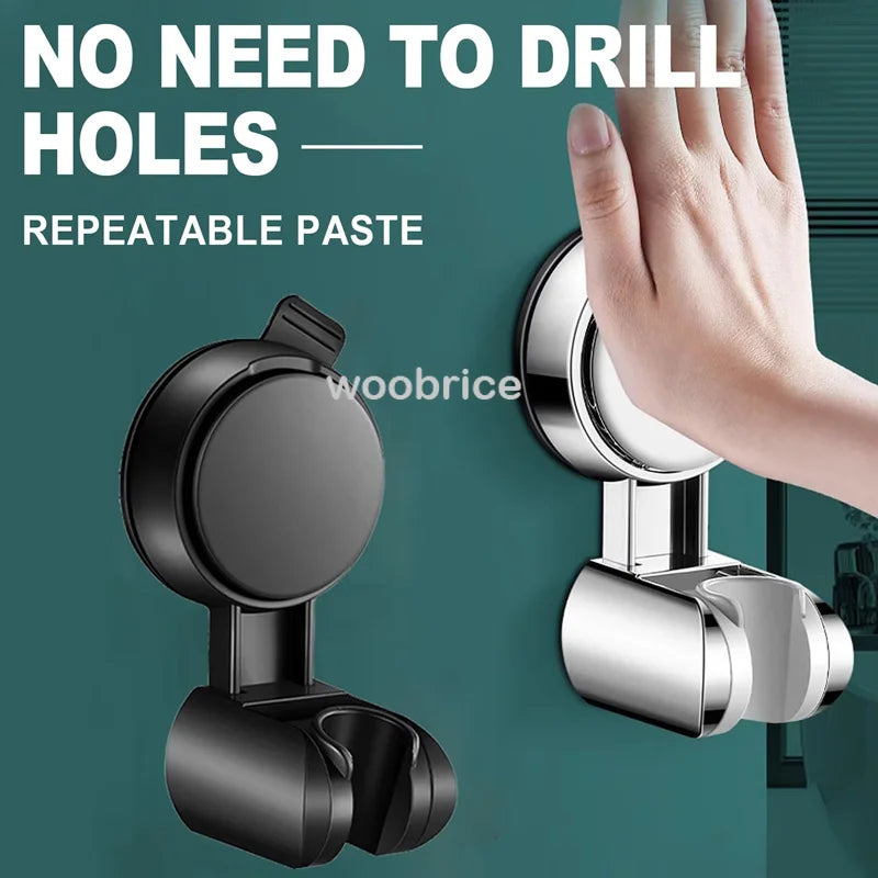 360° Adjustable Shower Head Support – Suction Cup Holder with Plating for Bathroom Wall Mount and Shower Rail