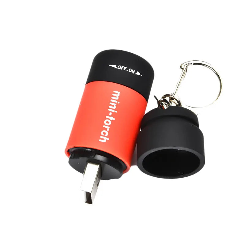 LED Mini Pocket Torch Lamp - Portable USB Rechargeable Keychain Flashlight, Waterproof for Outdoor Hiking Camping Lantern