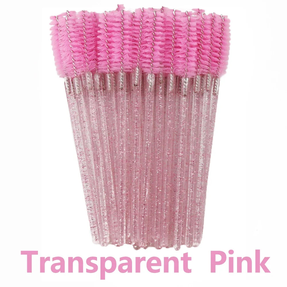 ANNAFRIS 50PCS Disposable Eyelash Brushes - Soft Crystal Lash Extension & Eyebrow Makeup Mascara Wands