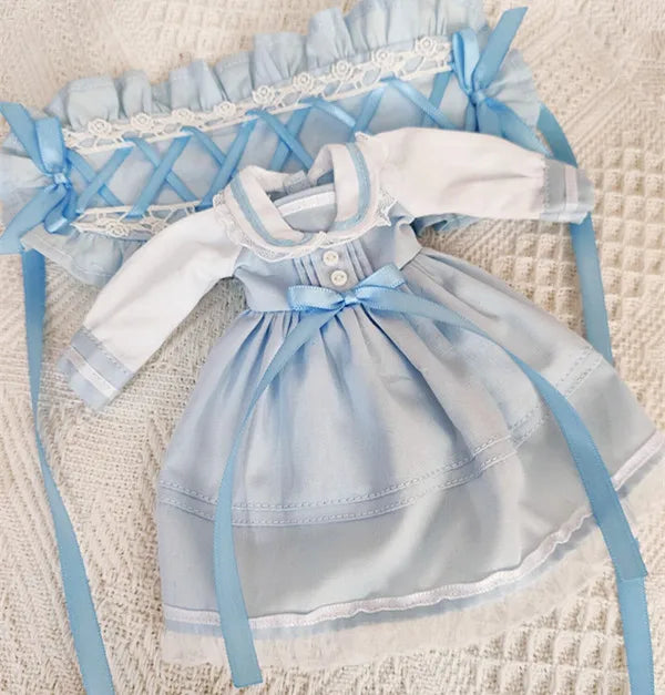 Blythe Doll Clothes – Wine Red & White Princess Dress with Lace for YMY, Licca, Azone OB24/OB27 Dolls
