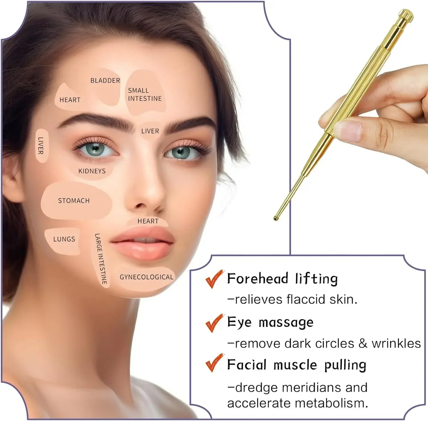 Facial Reflexology Massage Tool – Retractable Acupuncture Pen with Double-Headed Spring for Ear & Face Care