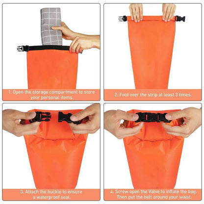 Inflatable Swimming Buoy Tow Float – Double Air Bag with Waist Belt, Dry Bag for Water Sports & Swimming Storage