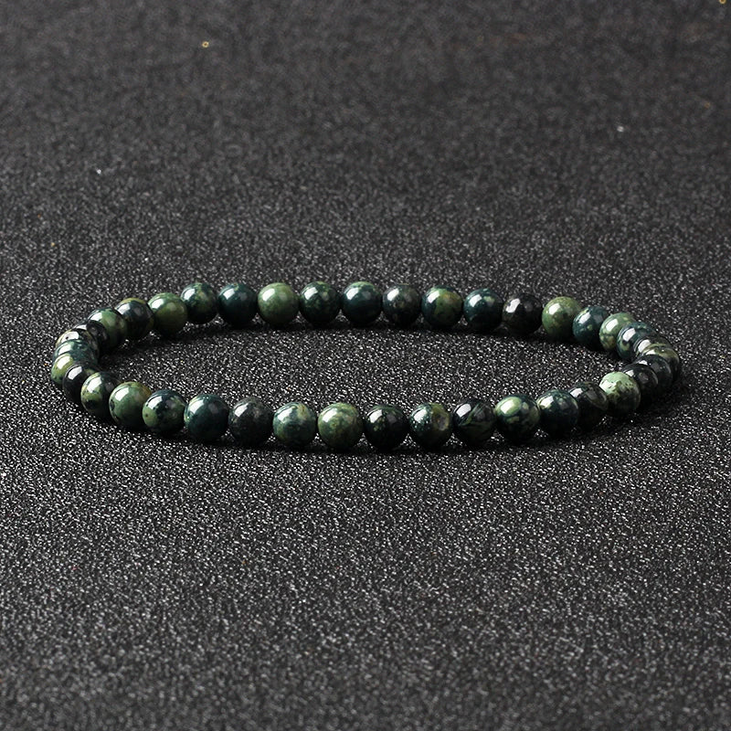 4mm Natural Stone Bead Stretch Bracelet for Men & Women – Agate Lava Handmade Reiki Crystal Jewelry