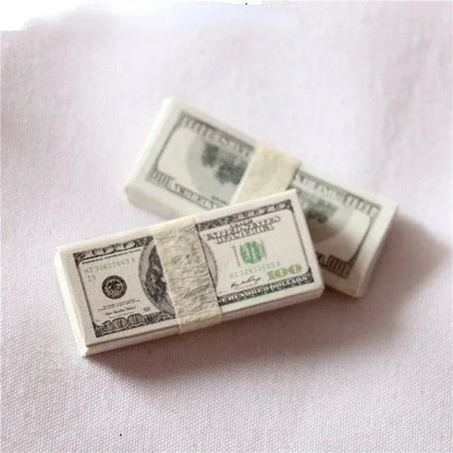 5PCS Mini Dollar & Euro Fake Money Banknotes – Miniature Props for Kids Dollhouse & Decoration