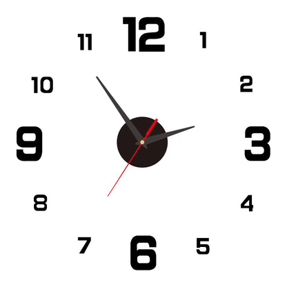3D Frameless DIY Wall Clock — Creative Mute Digital Wall Sticker for Home, Living Room, and Office Decoration