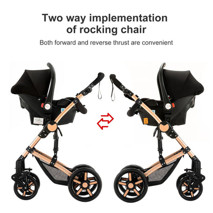 High-Quality 3-in-1 Newborn Baby Stroller — Lightweight Folding Cart with Comfort Seat & ISOFIX Safety