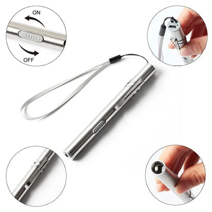 Mini Portable LED Pen Light — USB Rechargeable Medical Flashlight with Stainless Steel Clip for Dentist & Nurse Use