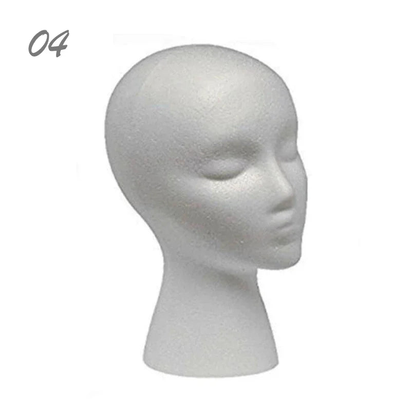 Female Styrofoam Mannequin Head | White Foam Model for Hats, Glasses, Wigs Display & Stand Rack