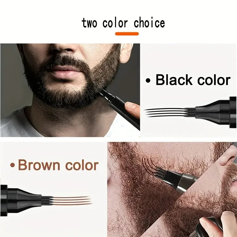 Beard Filling Pen Kit – Waterproof Beard Enhancer with Brush, Shaping & Coloring Tools for Men in Black or Brown