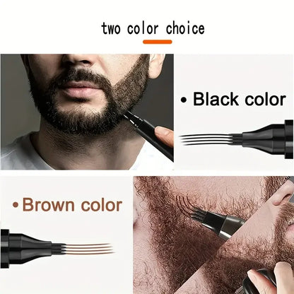 Beard Filling Pen Kit – Waterproof Beard Enhancer with Brush, Shaping & Coloring Tools for Men in Black or Brown