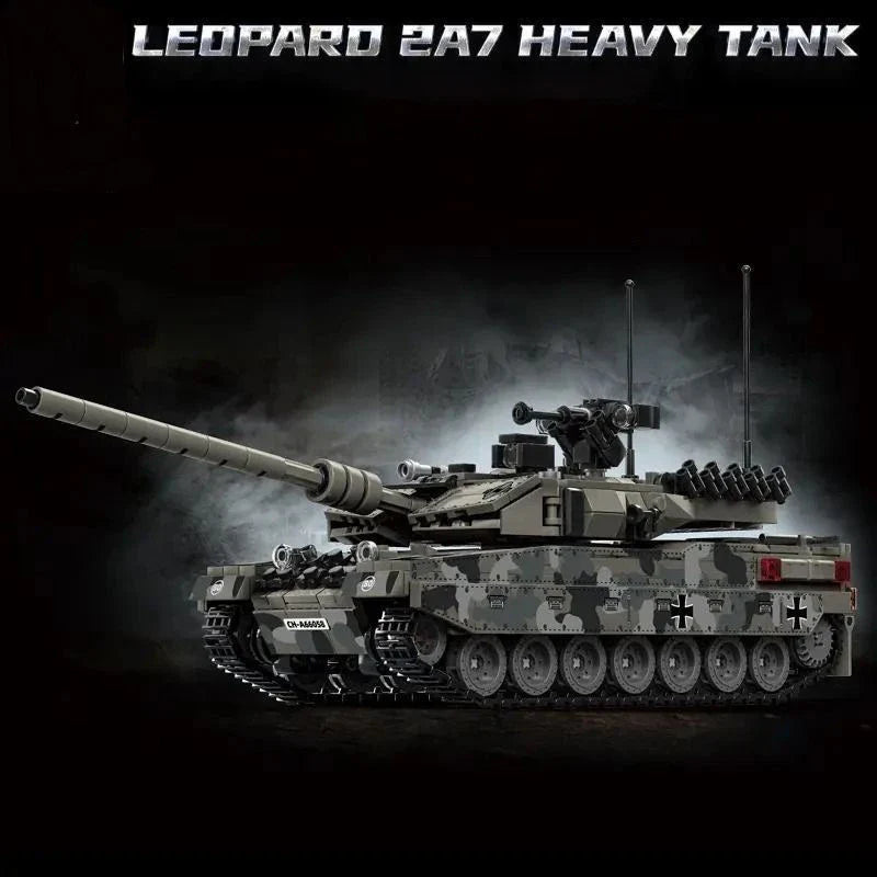 Military Tank Building Blocks Set - Leopard 2A7 Heavy Tank Model Bricks Toy for Boys, Adults & Christmas Gifts