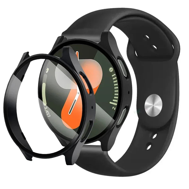 Samsung Galaxy Watch 7/6/5/4 Accessory Set – Tempered Glass Screen Protector, Silicone Strap & Protective Case (40mm/44mm, 2-Pack)