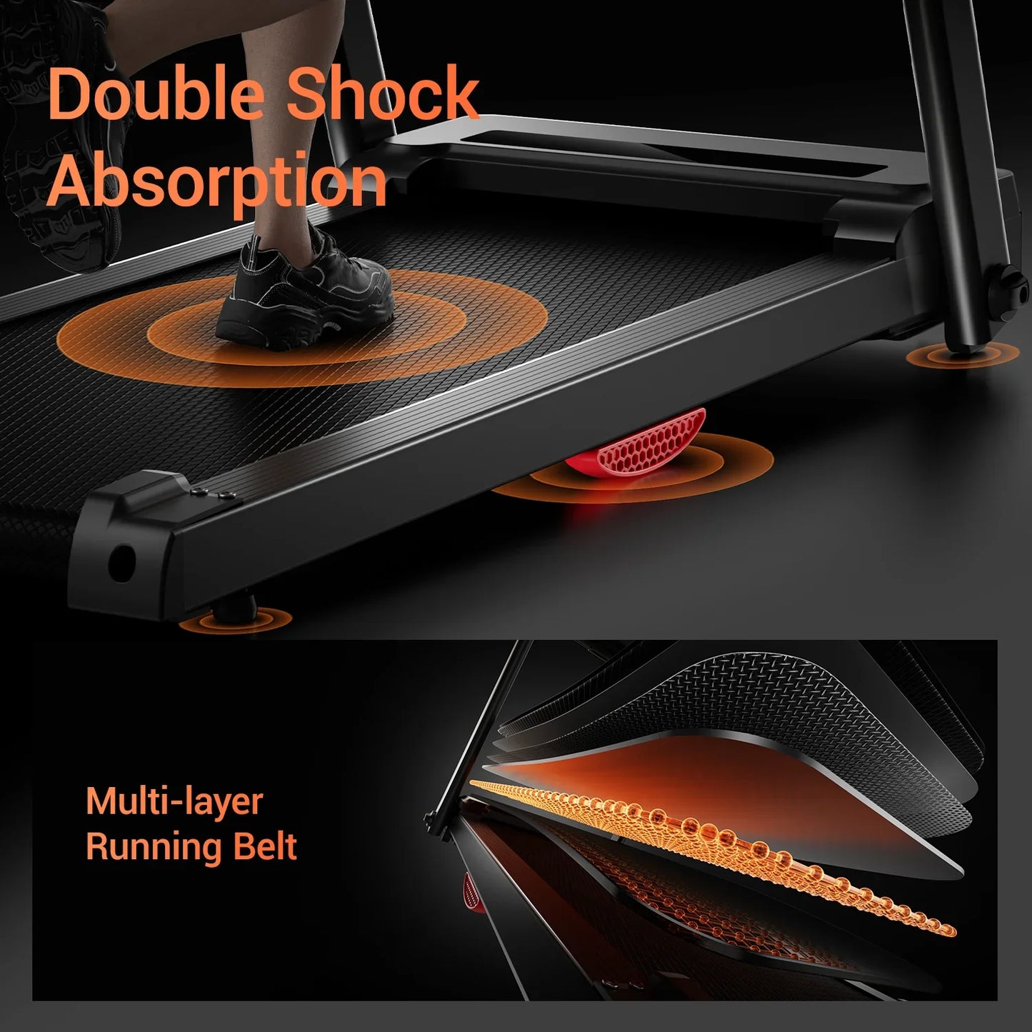 3.0HP Brushless Foldable Treadmill – 300LB Capacity, HR Monitor, Dual Shock Absorption, Quiet Design with Cup/Phone Holder