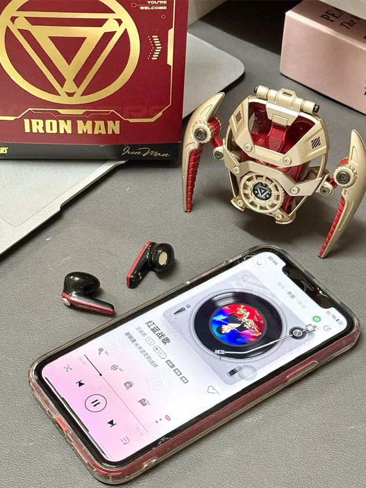 MARVEL Iron Man Bluetooth Headphones – ANC Active Noise Cancelling Wireless Earphones for Sports & Gaming Gift