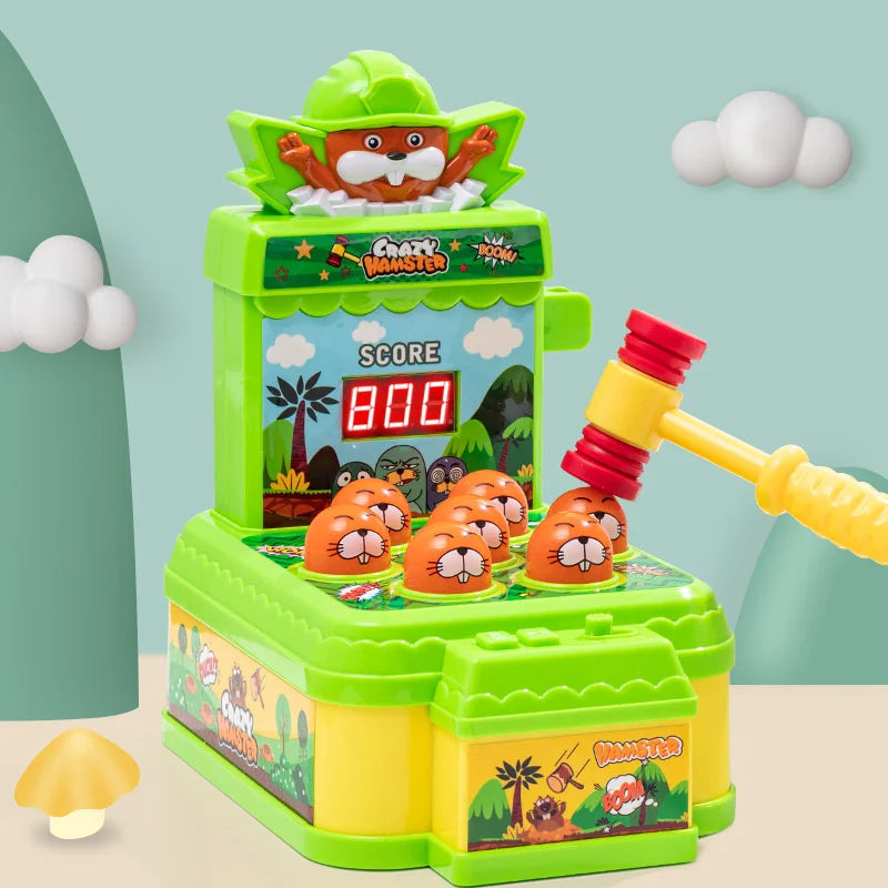 Whack-A-Mole Challenge Game — Electric Two-Player Battle Table with Lights, Music & Cartoon Fun for Parties and Desktop Play